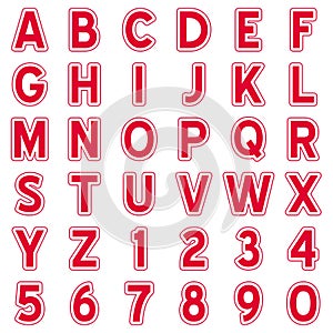 Red Alphabet Stickers Icons