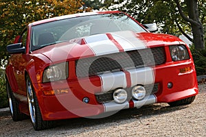 Red american muscle car