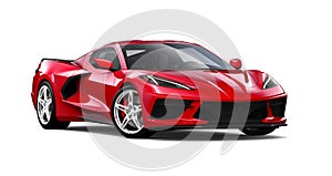 Red american sports car isolated on white