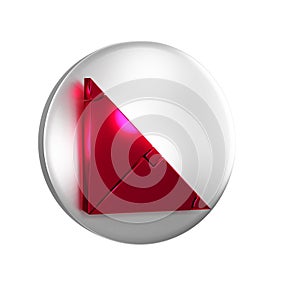 Red Angle bisector of a triangle icon isolated on transparent background. Silver circle button.
