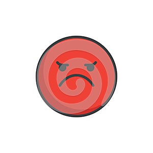 Red angry face emoticon filled outline icon