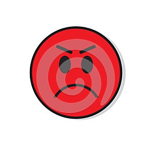 Red Angry Sad Face Negative People Emotion Icon