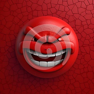 A red angry smiley face on a red background.
