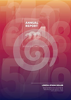 Red annual report front cover page template with big numbers