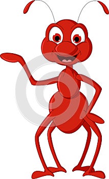 Red ant cartoon presenting