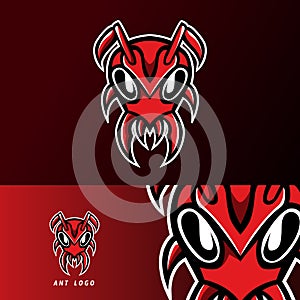 Red ant head mascot sport esport logo template