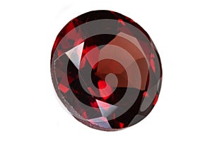 Red Ant Hill Garnet, side view. Round cut, 1.57 carats.