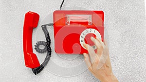 Red antique rotary phone