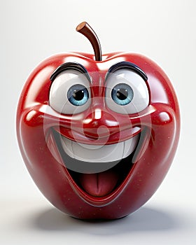 a red apple with a big smile on it's face. generative ai