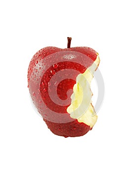 Red apple with a bite missing