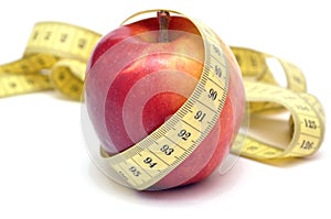 Red apple and centimeter