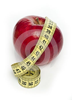 Red apple and centimeter