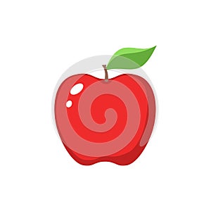 Red apple clipart cartoon. Red apple and a leaf icon.