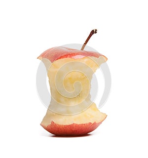 red apple core isolated on a white background