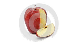 Red apple and cut piece, Isolated on white background.