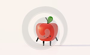 Red apple cute cartoon character on white background