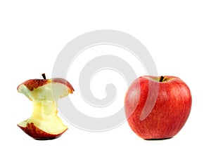 Red apple with eaten apple