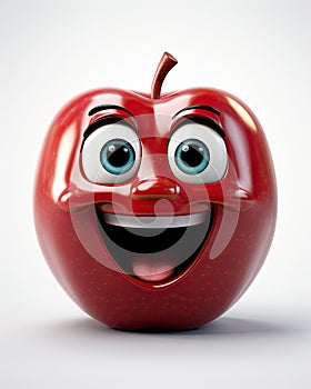 a red apple with eyes and a smile on its face. generative ai