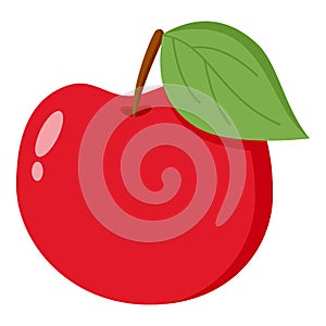 Red Apple Flat Icon Isolated on White