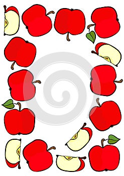 Red apple frame on white fruit illustration