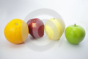 Red apple , Fresh orange , Green apple , Chinese pear