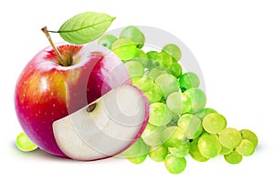 Red Apple and green grape isolated with clipping path