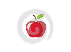 Red apple with green leaf for logo design