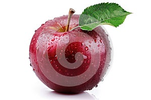 Red Apple With Green Leaf - Symbol of Healthy Nutrition and Freshness