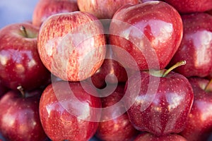 Red apple group in detail from a market