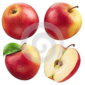 Red apple and a half. Collection. With clipping path