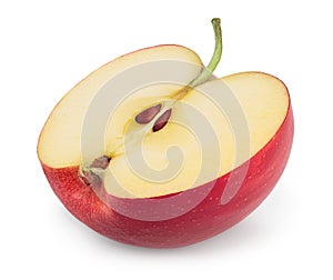 Red apple half isolated on white background with clipping path and full depth of field