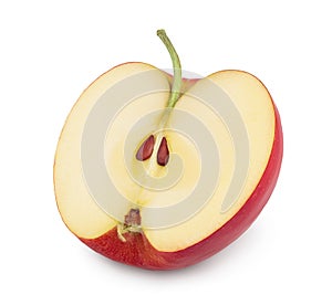 Red apple half isolated on white background with clipping path and full depth of field