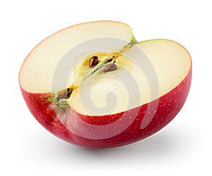 Red apple. Half isolated on white. With clipping path