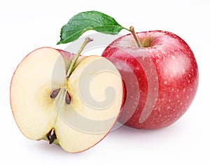 Red apple and half of red apple.