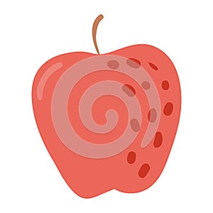 Red apple hand drawn cartoon illustration.