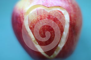 Red apple heart love natural healthy nutritious delicious tasty photo