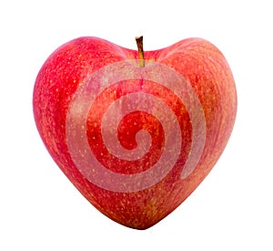 Red apple with heart shape