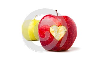 Red apple with a heart symbol