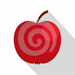 Red apple icon, flat style