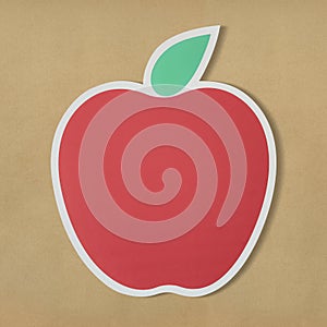 Red apple icon with leaf