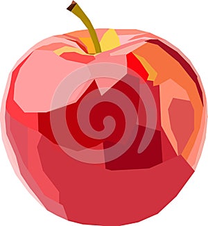 Red apple illustration isolated, white background, low poly