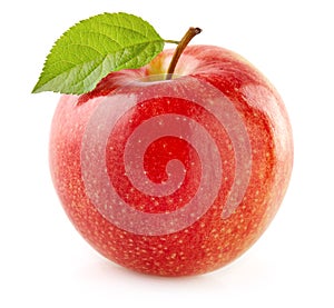 Red apple with leaf