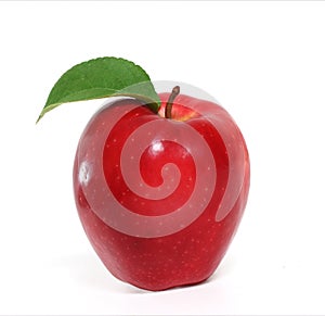 Red apple with leaf