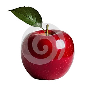 Red apple with leaf isolated on transparentbackground.
