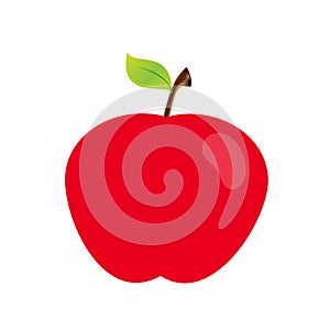 Red Apple with Leaf Vector