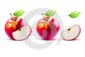 Red Apple and leafe isolated with clipping path