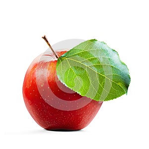 Red Apple and leafe isolated with clipping path