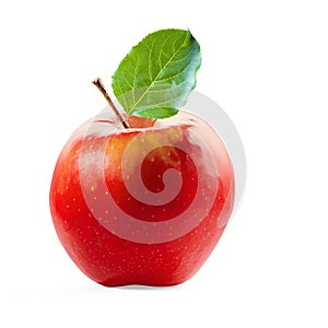 Red Apple and leafe isolated with clipping path