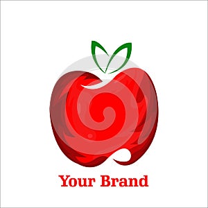 Red apple logo 3 dimension , luxury mascot fruit for your company, fresh juice apple