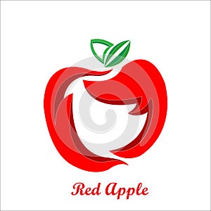 Red apple logo 3 dimension , luxury mascot fruit for your company, fresh juice apple